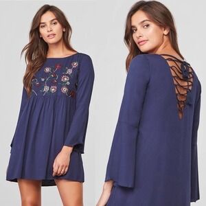 BB Dakota Women Bria Embroidered Tie Back Dress